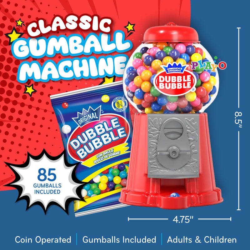 PlayO Gumball Machine for Kids 8.5"" - Coin Operated Bubble Gum Machine and Toy Bank - Candy Machine Dispenser Includes 85 Gum Balls - Great Candy Dispenser Machine Gift Toys for Girls and Boys (Red) - Image 2